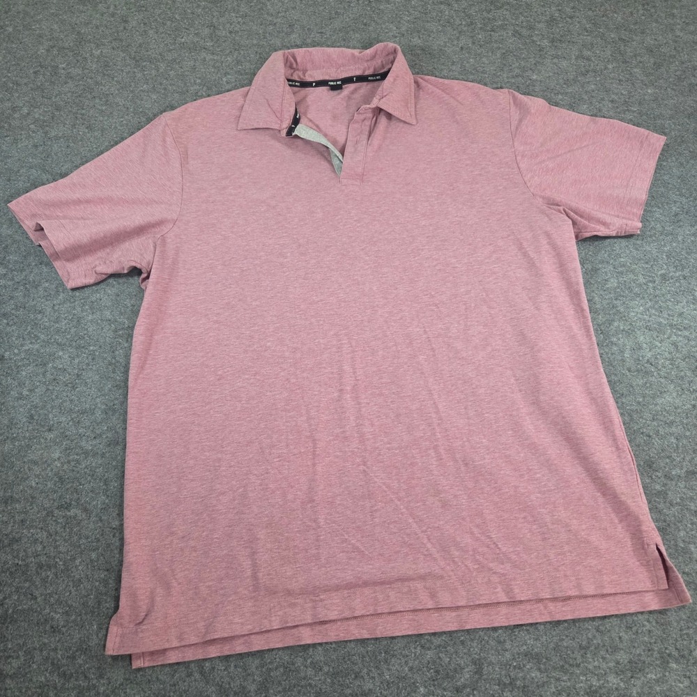 Public Rec Go-To Polo Shirt Mens L Heather Burgundy Pima Cotton Tencel Stretch